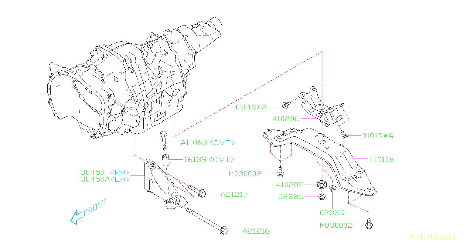 2013 Subaru Transmission Crossmember (Rear) - 41011AG02A | Ewing Subaru